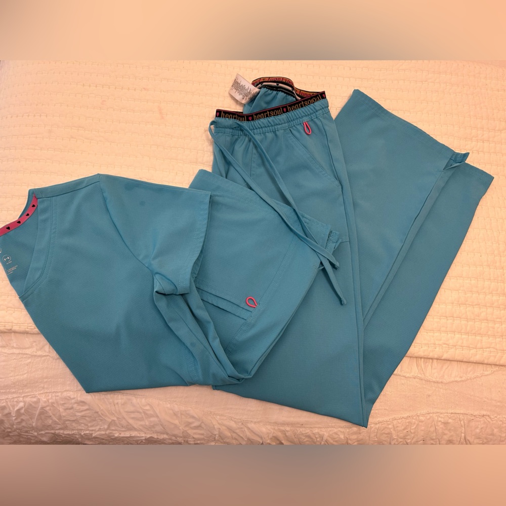 COPY - HeartSoul blue scrub set size small top and small pants